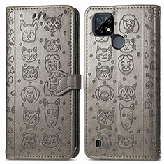 Funda de Cuero Cartera con Soporte Patron de Moda Carcasa S03D para Realme C25Y Gris