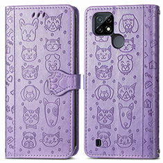 Funda de Cuero Cartera con Soporte Patron de Moda Carcasa S03D para Realme C25Y India Morado