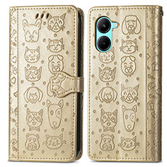 Funda de Cuero Cartera con Soporte Patron de Moda Carcasa S03D para Realme C33 (2023) Oro