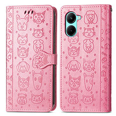 Funda de Cuero Cartera con Soporte Patron de Moda Carcasa S03D para Realme C33 (2023) Rosa