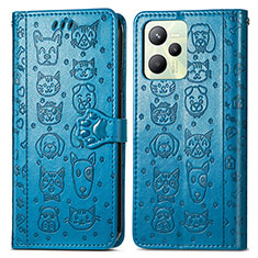 Funda de Cuero Cartera con Soporte Patron de Moda Carcasa S03D para Realme C35 Azul