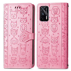 Funda de Cuero Cartera con Soporte Patron de Moda Carcasa S03D para Realme GT 5G Rosa