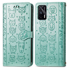 Funda de Cuero Cartera con Soporte Patron de Moda Carcasa S03D para Realme GT 5G Verde