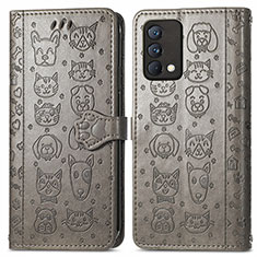 Funda de Cuero Cartera con Soporte Patron de Moda Carcasa S03D para Realme GT Master 5G Gris