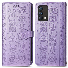 Funda de Cuero Cartera con Soporte Patron de Moda Carcasa S03D para Realme GT Master 5G Morado