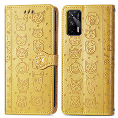 Funda de Cuero Cartera con Soporte Patron de Moda Carcasa S03D para Realme GT Neo 2T 5G Amarillo