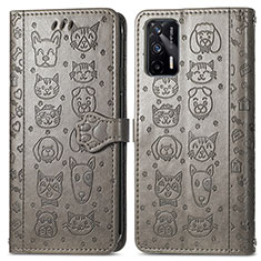 Funda de Cuero Cartera con Soporte Patron de Moda Carcasa S03D para Realme GT Neo 2T 5G Gris