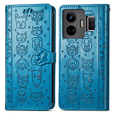 Funda de Cuero Cartera con Soporte Patron de Moda Carcasa S03D para Realme GT Neo5 240W 5G Azul