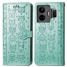 Funda de Cuero Cartera con Soporte Patron de Moda Carcasa S03D para Realme GT Neo5 5G Verde