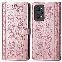 Funda de Cuero Cartera con Soporte Patron de Moda Carcasa S03D para Realme GT2 5G Oro Rosa