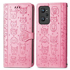 Funda de Cuero Cartera con Soporte Patron de Moda Carcasa S03D para Realme GT2 5G Rosa