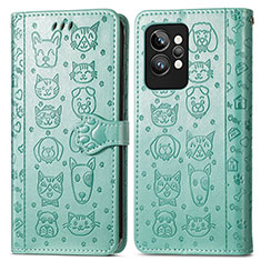 Funda de Cuero Cartera con Soporte Patron de Moda Carcasa S03D para Realme GT2 Pro 5G Verde