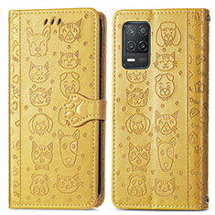 Funda de Cuero Cartera con Soporte Patron de Moda Carcasa S03D para Realme Narzo 30 5G Amarillo