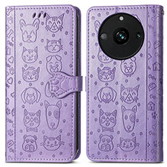 Funda de Cuero Cartera con Soporte Patron de Moda Carcasa S03D para Realme Narzo 60 5G Morado