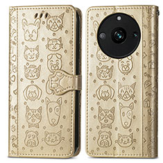 Funda de Cuero Cartera con Soporte Patron de Moda Carcasa S03D para Realme Narzo 60 Pro 5G Oro