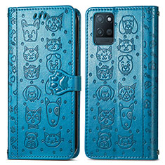 Funda de Cuero Cartera con Soporte Patron de Moda Carcasa S03D para Realme V11 5G Azul