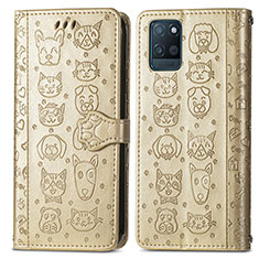 Funda de Cuero Cartera con Soporte Patron de Moda Carcasa S03D para Realme V11s 5G Oro