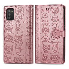 Funda de Cuero Cartera con Soporte Patron de Moda Carcasa S03D para Samsung Galaxy A02s Rosa