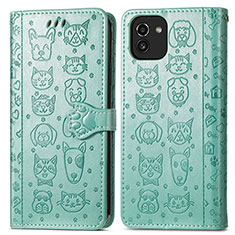 Funda de Cuero Cartera con Soporte Patron de Moda Carcasa S03D para Samsung Galaxy A03 Verde