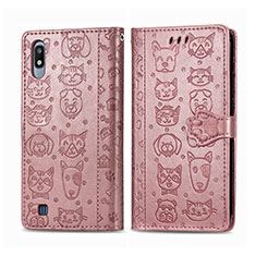 Funda de Cuero Cartera con Soporte Patron de Moda Carcasa S03D para Samsung Galaxy A10 Oro Rosa