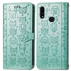 Funda de Cuero Cartera con Soporte Patron de Moda Carcasa S03D para Samsung Galaxy A10s Verde