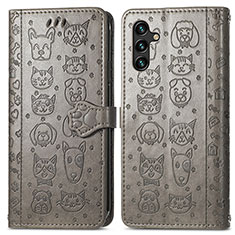 Funda de Cuero Cartera con Soporte Patron de Moda Carcasa S03D para Samsung Galaxy A13 5G Gris