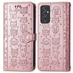 Funda de Cuero Cartera con Soporte Patron de Moda Carcasa S03D para Samsung Galaxy A15 4G Rosa