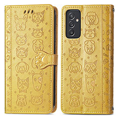 Funda de Cuero Cartera con Soporte Patron de Moda Carcasa S03D para Samsung Galaxy A15 5G Amarillo