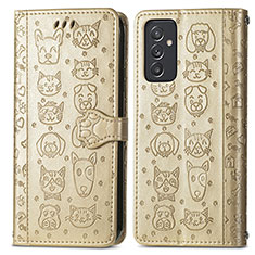 Funda de Cuero Cartera con Soporte Patron de Moda Carcasa S03D para Samsung Galaxy A15 LTE Oro