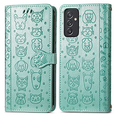 Funda de Cuero Cartera con Soporte Patron de Moda Carcasa S03D para Samsung Galaxy A24 4G Verde