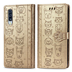 Funda de Cuero Cartera con Soporte Patron de Moda Carcasa S03D para Samsung Galaxy A30S Oro