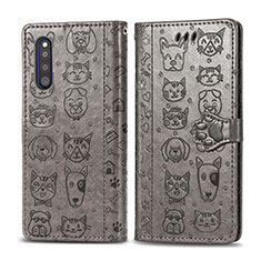 Funda de Cuero Cartera con Soporte Patron de Moda Carcasa S03D para Samsung Galaxy A41 SC-41A Gris