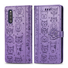 Funda de Cuero Cartera con Soporte Patron de Moda Carcasa S03D para Samsung Galaxy A41 SC-41A Morado