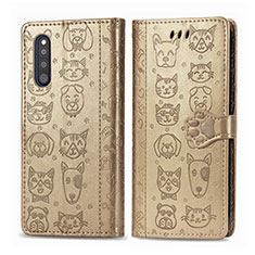 Funda de Cuero Cartera con Soporte Patron de Moda Carcasa S03D para Samsung Galaxy A41 SC-41A Oro