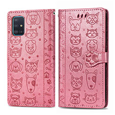 Funda de Cuero Cartera con Soporte Patron de Moda Carcasa S03D para Samsung Galaxy A71 4G A715 Oro Rosa