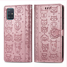 Funda de Cuero Cartera con Soporte Patron de Moda Carcasa S03D para Samsung Galaxy A71 5G Rosa