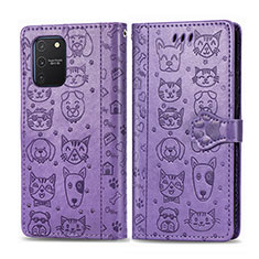 Funda de Cuero Cartera con Soporte Patron de Moda Carcasa S03D para Samsung Galaxy A91 Morado