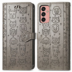 Funda de Cuero Cartera con Soporte Patron de Moda Carcasa S03D para Samsung Galaxy F13 4G Gris