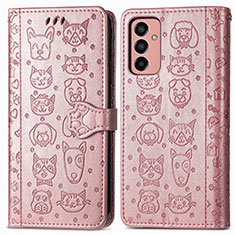 Funda de Cuero Cartera con Soporte Patron de Moda Carcasa S03D para Samsung Galaxy F13 4G Rosa