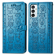 Funda de Cuero Cartera con Soporte Patron de Moda Carcasa S03D para Samsung Galaxy F23 5G Azul