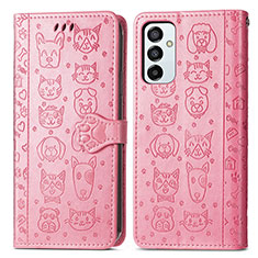 Funda de Cuero Cartera con Soporte Patron de Moda Carcasa S03D para Samsung Galaxy F23 5G Rosa