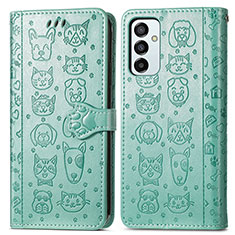 Funda de Cuero Cartera con Soporte Patron de Moda Carcasa S03D para Samsung Galaxy F23 5G Verde