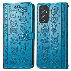 Funda de Cuero Cartera con Soporte Patron de Moda Carcasa S03D para Samsung Galaxy F34 5G Azul