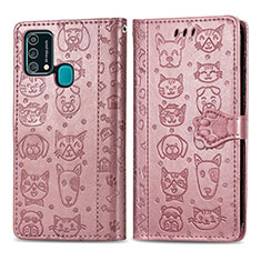 Funda de Cuero Cartera con Soporte Patron de Moda Carcasa S03D para Samsung Galaxy F41 Rosa