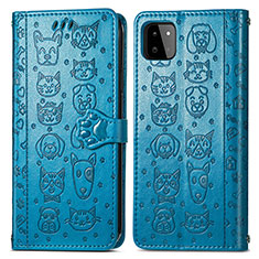 Funda de Cuero Cartera con Soporte Patron de Moda Carcasa S03D para Samsung Galaxy F42 5G Azul