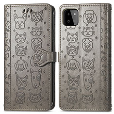 Funda de Cuero Cartera con Soporte Patron de Moda Carcasa S03D para Samsung Galaxy F42 5G Gris