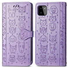 Funda de Cuero Cartera con Soporte Patron de Moda Carcasa S03D para Samsung Galaxy F42 5G Morado