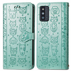 Funda de Cuero Cartera con Soporte Patron de Moda Carcasa S03D para Samsung Galaxy F52 5G Verde