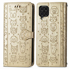 Funda de Cuero Cartera con Soporte Patron de Moda Carcasa S03D para Samsung Galaxy F62 5G Oro