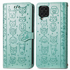 Funda de Cuero Cartera con Soporte Patron de Moda Carcasa S03D para Samsung Galaxy F62 5G Verde